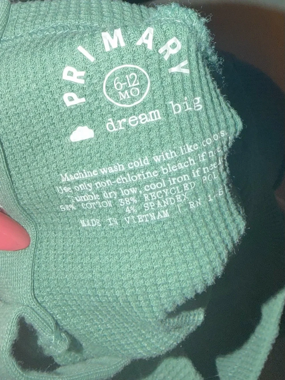 Primary Waffle Sweatshirt & Jogger Set - Green size 6-12 months NWOT